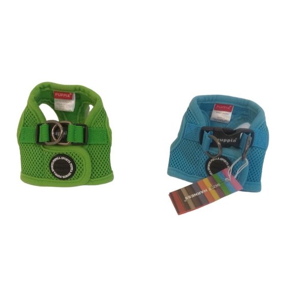 Puppia Harness Dog Soft Vest Size XS Blue Green Set Of 2 Double Hooks PAHA AH305 - Picture 1 of 10